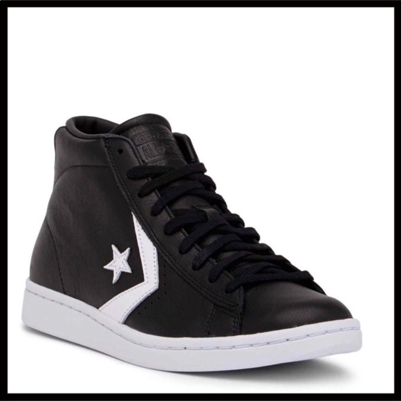 CONVERSE BLACK LEATHER ALL STAR MID HIGH TOPS A2C - Picture 8 of 8